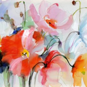 Flowers Oil Painting, Modern Wall Art Decor Floral Painting Printed on Canvas