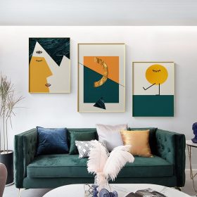 Abstract Half awake Canvas Painting Posters and Print Minimalist Wall Art yellow green Pictures For Living Room Bedroom Aisle