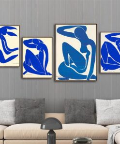 Abstract Blue Nudes Painting, Home Decoration Wall Art Printed on Canvas