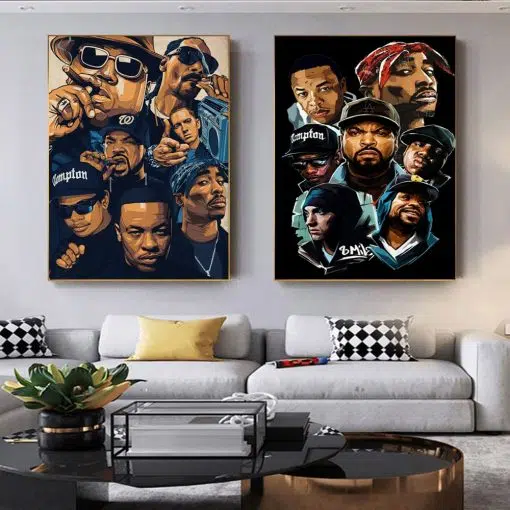 Rap and Hip Hop Music Stars Painting, Wall Art Printed on Canvas