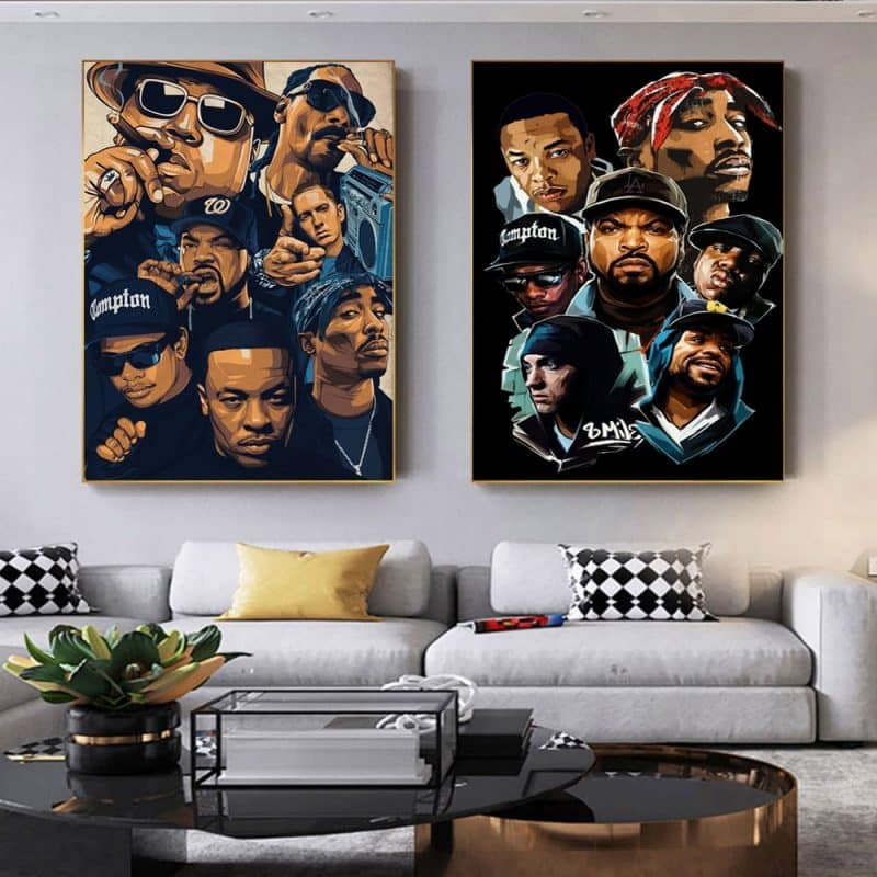 Rap and Hip Hop Music Stars Painting Wall Art Printed on Canvas ...