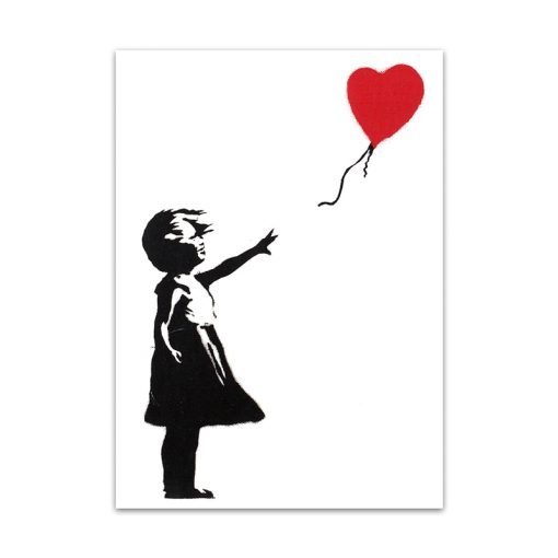Banksy Graffiti Canvas Art Painting, Painting Black and White Wall Art Poster Home Decoration - Print on Canvas