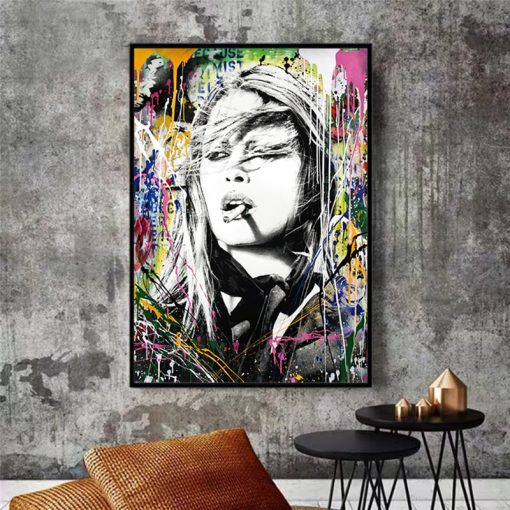Graffiti Art Brigitte Bardot's Painting, Wall Art Home Decor printed on canvas