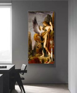 Classic Art Painting Oedipus and the Sphinx by Gustave Moreau, Printed on Canvas