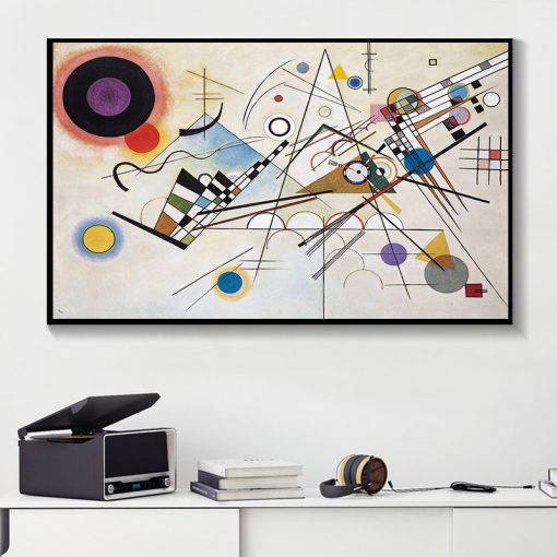 Composition 8 Abstract Art Painting By Wassily Kandinsky, Modern Wall Art Printed on Canvas