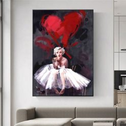 Marilyn Monroe Portrait Oil Painting, Abstract Wall Art Printed on Canvas