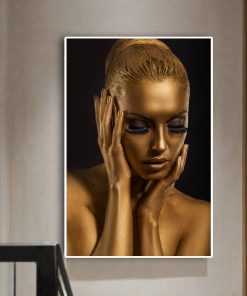 Beautiful and Elegant Canvas Art of Woman Portrait with Gold Makeup - Print on Canvas