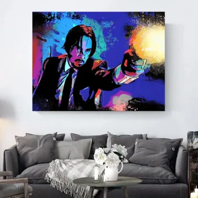 Famous Actor Keanu Reeves' Canvas Painting, John Wick's Movies Print on Canvas