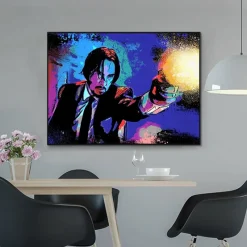 Famous Actor Keanu Reeves' Canvas Painting, John Wick's Movies Print on Canvas