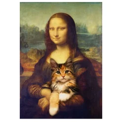 Mona Lisa Holding a Cat Fun Art Painting