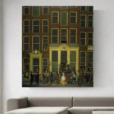 The Bookshop and Lottery Agency by Isaac Ouwater Printed on Canvas