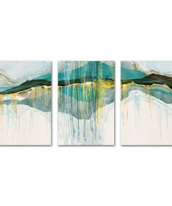 Gold Green Blue Abstract Art Painting Nordic Style Printed on Canvas
