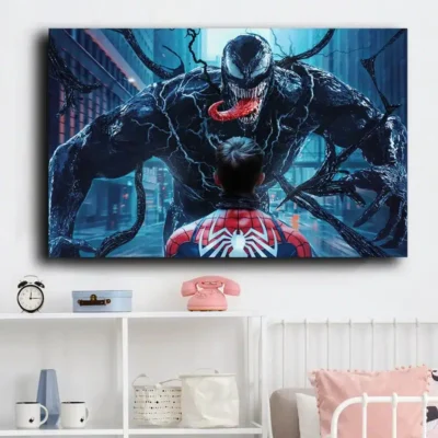 Venom The Enemy of Spiderman Digital Art Painting Printed on Canvas