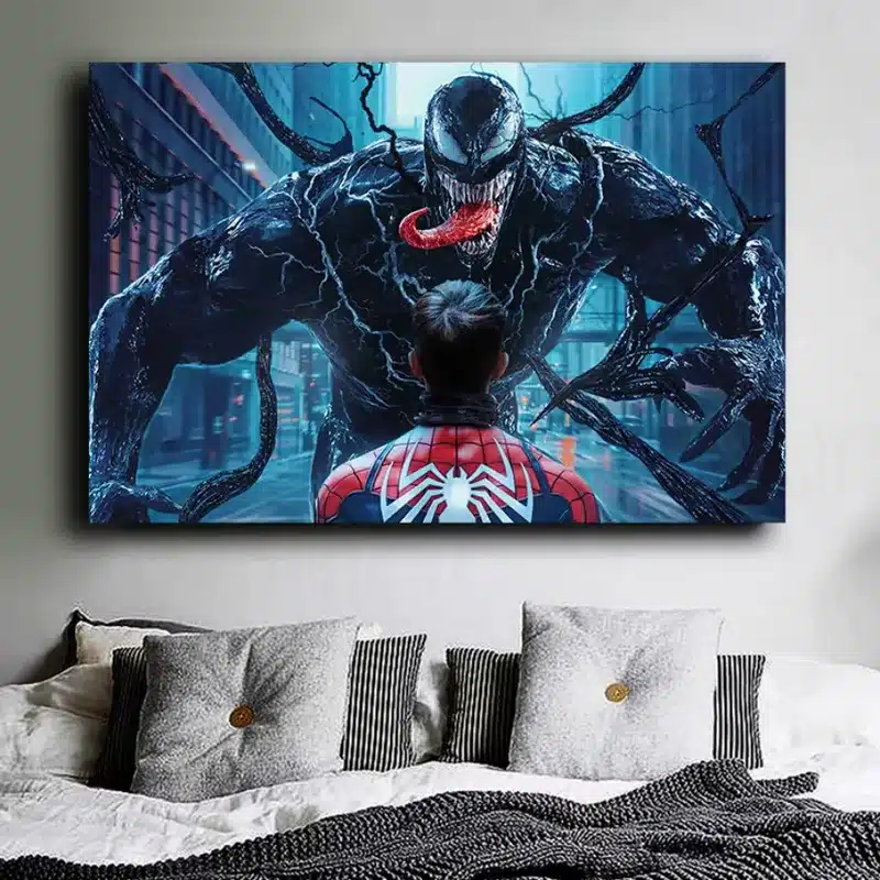 Venom The Enemy of Spiderman Digital Art Painting Printed on Canvas