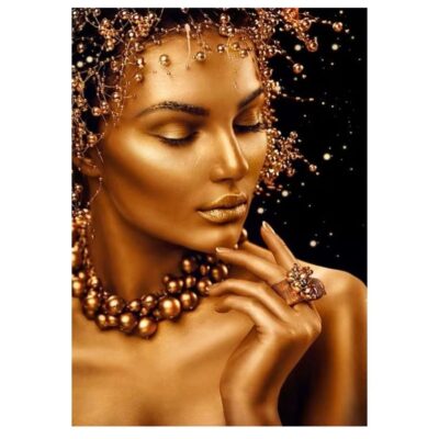 Beautiful and Elegant Canvas Art of Woman Portrait with Gold Makeup - Print on Canvas - Image 5