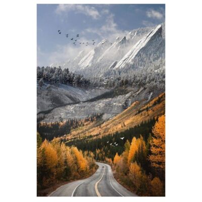Wonderful Nature Scenery Of Road Landscape Printed on Canvas - Image 4