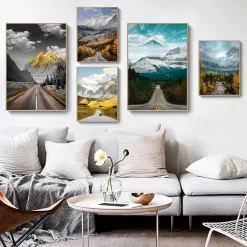 Wonderful Nature Scenery Of Road Landscape Printed on Canvas