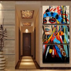 Indian Woman Canvas Paintings 3Pcs Set Picture Print on Canvas