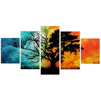 5 Pcs Wall Decoration Painting Art Four Seasons Tree Pictures Canvas Prints Home Office Decoration Living Room Modular Paintings