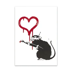 Banksy Graffiti Canvas Painting Black and White Wall Art Print on Canvas - Image 3
