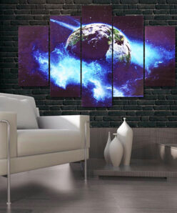 5Pcs Frameless Huge Wall Art Oil Painting Pictures Print Blue Planet Canvas Painting Home Office Living Room Decor
