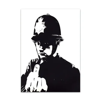 Banksy Graffiti Canvas Painting Black and White Wall Art Print on Canvas - Image 6