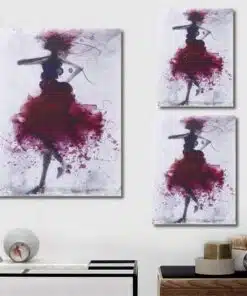 Fashion Red Girl Minimalist Abstract Art Canvas Oil Print Paintings /Unframed