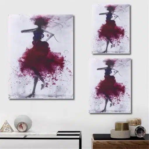 Fashion Red Girl Minimalist Abstract Art Canvas Oil Print Paintings /Unframed