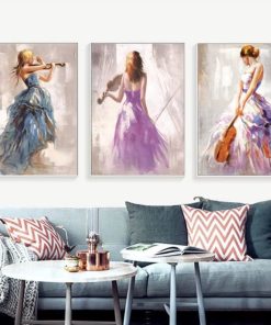 Abstract Wall Art the Violin Player Printed on Canvas