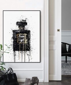 Modern Abstract Art Canvas Painting Wall Poster and Prints Abstract Black Perfume Bottle Pictures for Living Room Home Decor