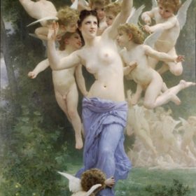The Heart's Awakening, Our Lady of the Angels, Young Girl Defending Herself against Eros and The Birth of Venus by William Adolphe Bouguereau, Printed on Canvas