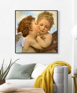 Famous Painting Lamour and Psyche Children Posters and Prints Wall Art Canvas Painting First Kiss Pictures for Living Room Decor