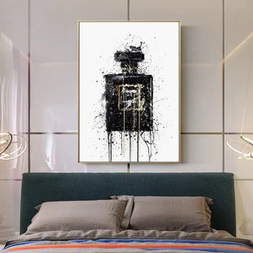 Modern Abstract Art Canvas Painting Wall Poster and Prints Abstract Black Perfume Bottle Pictures for Living Room Home Decor