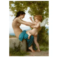 Painting by William Adolphe Bouguereau 1880 Young Girl Defending Herself Against Eros