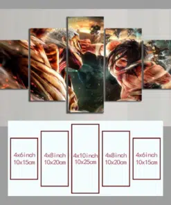 Attack On Titan 5 Pieces Animation Paintings