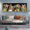 Colorful Dogs Painting for Kids Room Printed on Canvas