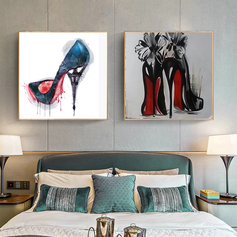 Womens High Heels Shoes Graffiti Art Painting Printed on Canvas ...