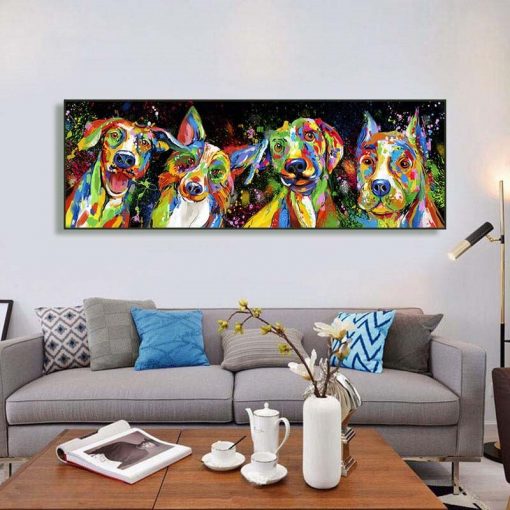 Abstract Animals Art Canvas Paintings On The Wall Posters And Prints Colorful Dogs Canvas Pictures For Kids Room Decoration