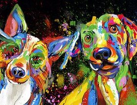 Abstract Animals Art Canvas Paintings On The Wall Posters And Prints Colorful Dogs Canvas Pictures For Kids Room Decoration