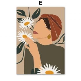 Modern Flower Girl On Vacation Nordic Poster Wall Art Canvas Painting Model Picture Wall Pictures For Living Room Unframed