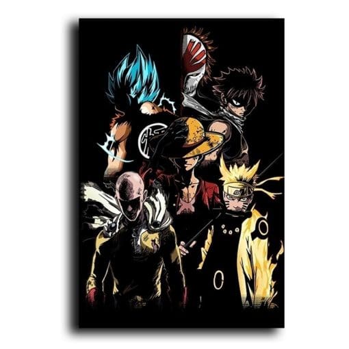 Japan Anime Cartoon Characters Poster Canvas Painting Goku Naruto Luffy Posters Prints Wall Art Picture Kids Room Decor Cuadros