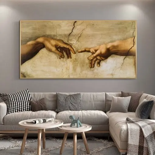 The Creation Of Adam by Michelangelo Famous Art Canvas Painting