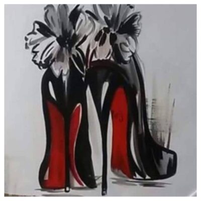 Womens High Heels Shoes Graffiti Art Painting Printed on Canvas - Image 3