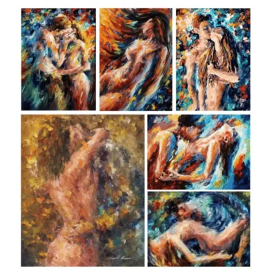 Abstract Body Art Graffiti Naked Man and Woman Oil Painting Printed on Canvas