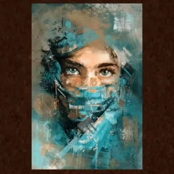 Abstract Woman Portrait With Green Veil