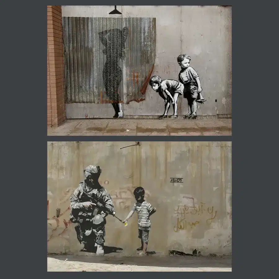 Fun Banksy Graffiti Art Printed on Canvas