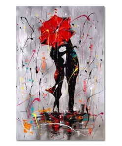 Abstract Red Lovers Umbrella Oil Painting on Canvas Scandinavian Posters and Prints Cuadros Wall Art Picture for Living Room