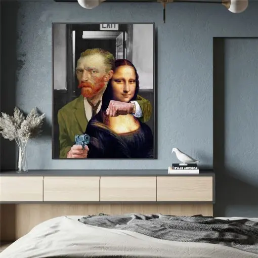 Funny Art Van Gogh and Mona Lisa Canvas Posters and print Abstract Famous Oil Paintings on Canvas Wall Pictures for Home Cuadros