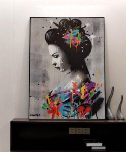 Japanese Woman Graffiti Art Paintings on the Wall Art Posters and Prints Sexy Woman Street Art Pictures Home Wall Decoration