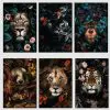 Panda Tiger Lion Jungle Wild Animal Art Canvas Painting Poster and Print Cuadro Wall Art for Living Room Home Decor (No Frame)